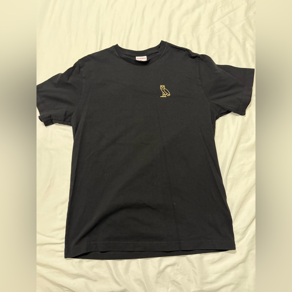 PLAYBOY X OVO Black Tee with Gold Emblem